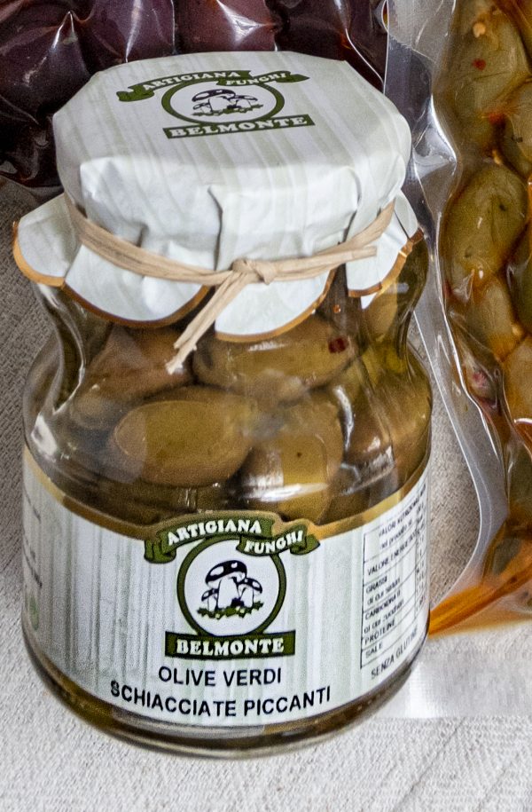 OLIVE VERDI SCHIACCIATE PICCANTI